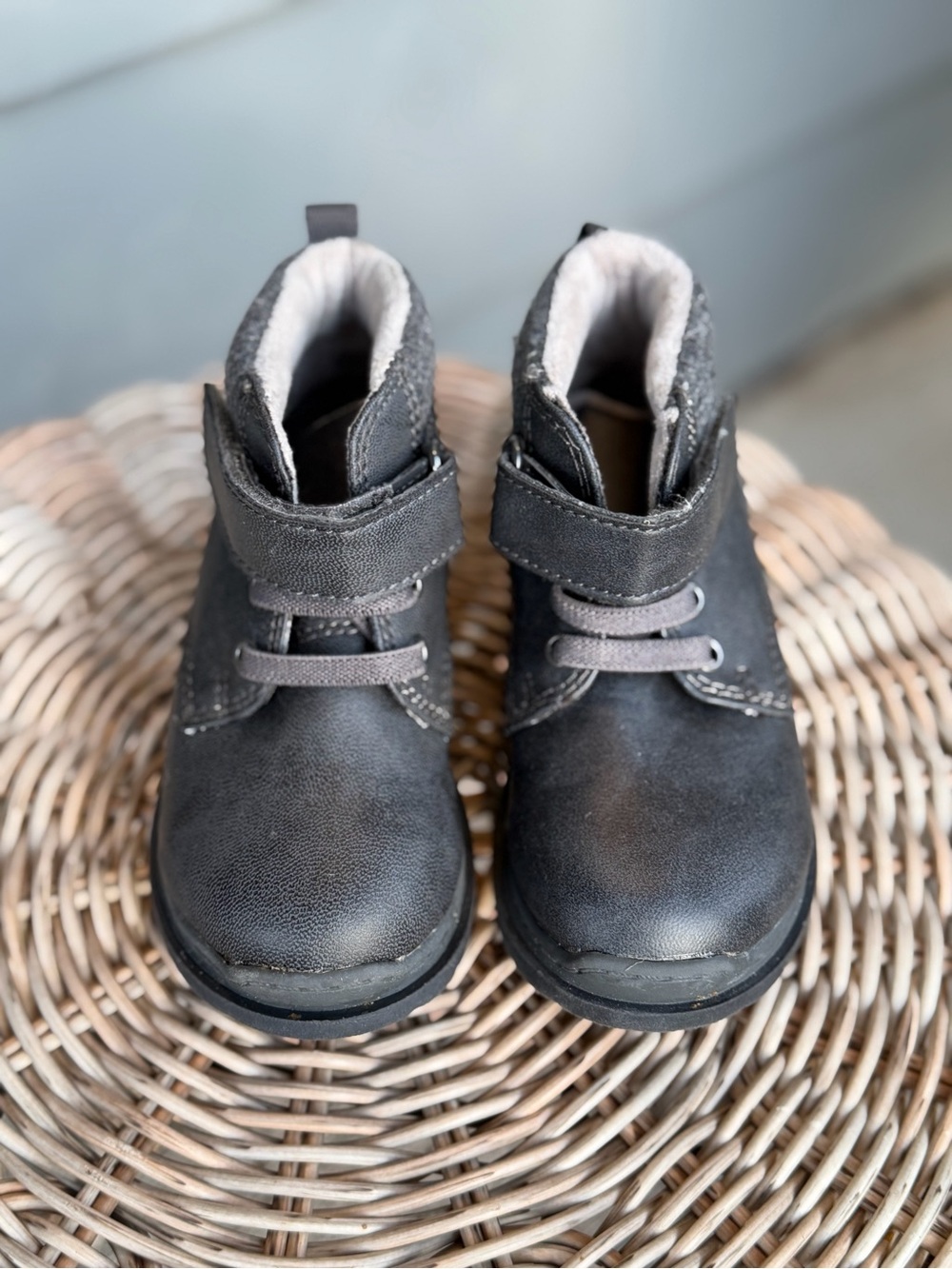 Cat & Jack Toddler Black Ankle Boots Hook & Loop Size 7